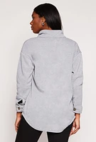 Womens Sherpa Lined Shacket, Grey, Size M
