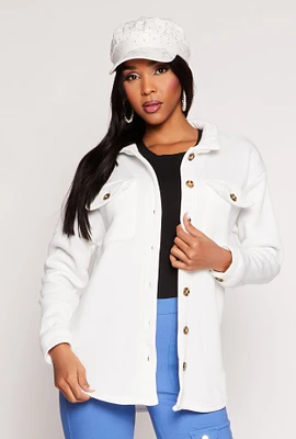 Womens Sherpa Lined Shacket, White, Size M