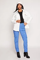 Womens Sherpa Lined Shacket, White, Size M