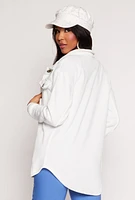 Womens Sherpa Lined Shacket, White, Size M