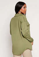 Womens Sherpa Lined Shacket, Green,