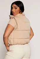 Womens Zip Front Cropped Puffer Vest,