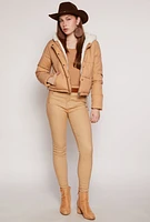 Womens Faux Fur Lined Puffer Jacket, S