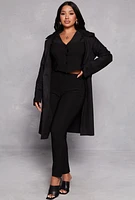 Womens Ambiance Faux Suede Coat, Black, Size M