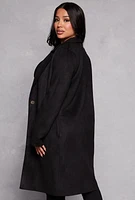 Womens Ambiance Faux Suede Coat, Black, Size M