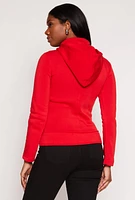 Womens Fleece Double Breasted Peacoat, Red, Size S