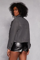 Womens Lapel Collar Jacket, Grey, Size S