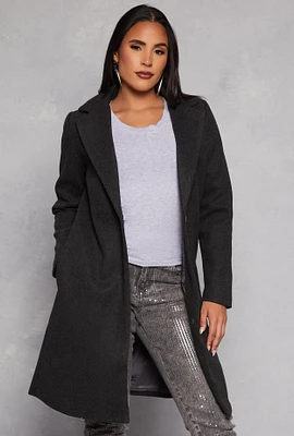 Womens One Button Coat, Grey, Size S