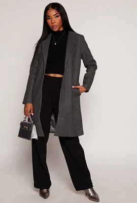 Womens One Button Coat, Grey,