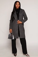 Womens One Button Coat, Grey, Size L