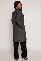 Womens One Button Coat, Grey, Size L