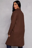 Womens One Button Coat, Brown, Size L