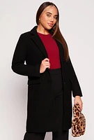 Womens Single Breasted Coat, Black, Size L