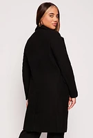 Womens Single Breasted Coat, Black, Size L