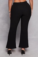 Womens Textured Knit High Waisted Flared Pants,