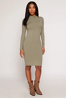 Womens Ambiance Mock Neck T Shirt Dress, Green, Size S