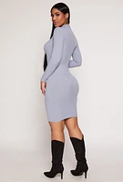 Womens Ambiance Mock Neck T Shirt Dress, Blue, Size S