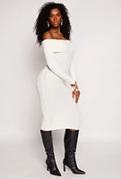 Womens Greek Key Off the Shoulder Dress, White,