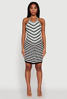 Womens Trendy Crochet Chevron Halter Bodycon Dress,