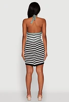 Womens Trendy Crochet Chevron Halter Bodycon Dress,