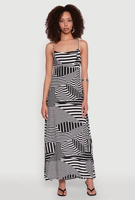 Womens Striped Print Cut Out Back Maxi Dress, Multi, Size M