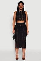 Womens Trendy Sleeveless Distressed Crop Top, Black, Size M