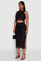 Womens Trendy Sleeveless Distressed Crop Top, Black, Size M
