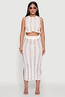 Womens Trendy Sleeveless Distressed Crop Top, White, Size XL