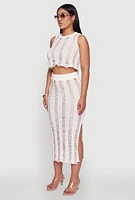 Womens Trendy Sleeveless Distressed Crop Top, White, Size XL
