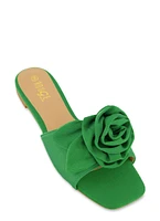 Womens Rose Band Square Toe Sandals,