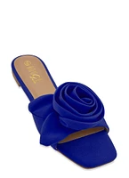 Womens Rose Band Square Toe Sandals, Blue, Size 6