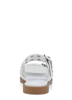 Womens Pointed Toe Buckle Slingback Flats, White, Size 7