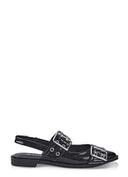 Womens Pointed Toe Buckle Slingback Flats,