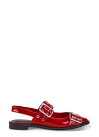 Womens Pointed Toe Buckle Slingback Flats, 7