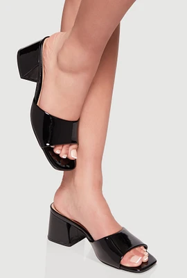 Womens Open Toe Block Heel Mules,