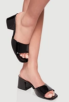 Womens Open Toe Block Heel Mules,