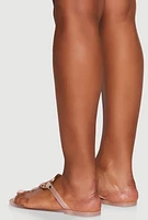 Womens Geometric Pendant Jelly Thong Sandals,