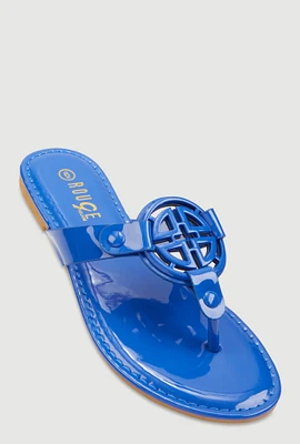 Womens Geometric Pendant Thong Sandals,
