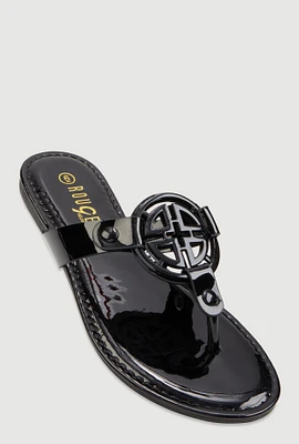 Womens Geometric Pendant Thong Sandals,