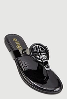 Womens Geometric Pendant Thong Sandals,