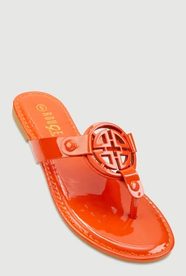 Womens Geometric Pendant Thong Sandals,