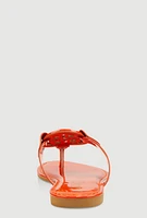 Womens Geometric Pendant Thong Sandals,