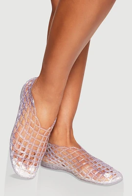 Womens Jelly Cut Out Flats,