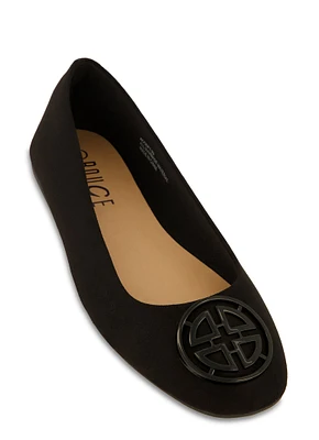 Womens Geo Pendant Ballet Flats, Black,
