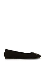 Womens Geo Pendant Ballet Flats, Black,