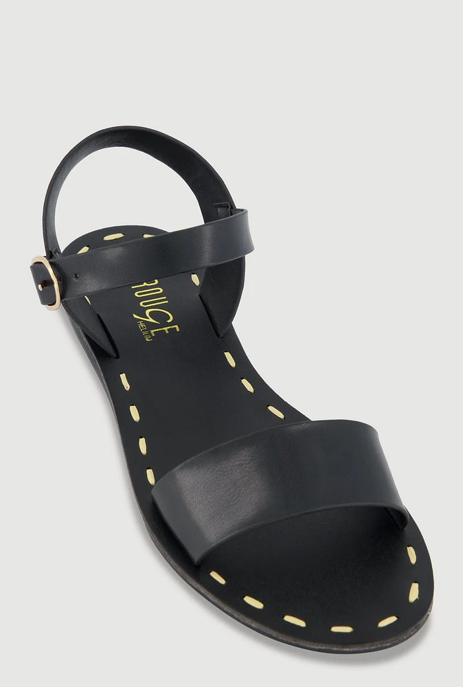 Womens Faux Leather Band Ankle Strap Sandals,