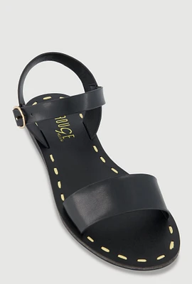 Womens Faux Leather Band Ankle Strap Sandals,