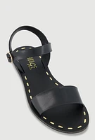 Womens Faux Leather Band Ankle Strap Sandals,