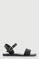 Womens Faux Leather Band Ankle Strap Sandals,