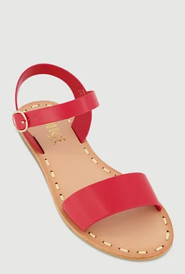 Womens Faux Leather Band Ankle Strap Sandals,
